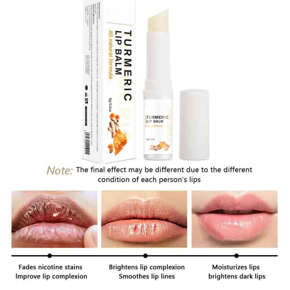MEXMOB Turmeric Lip Balm Remove Dark Pigment Whitening Moisturizing Lip Hyaluronic Acid Exfoliating Dead Skin Lightening Lip Care
