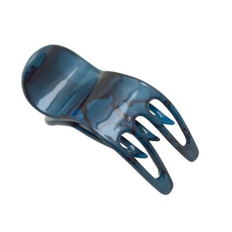 Parcelona French Simply Bear Paw Medium 3” Celluloid Acetate Non Slip Side Slide In Jaw Yoga for Fine Hair Fashion Durable Styling Women Hair Accessories, Made in France (Pickled Blue)