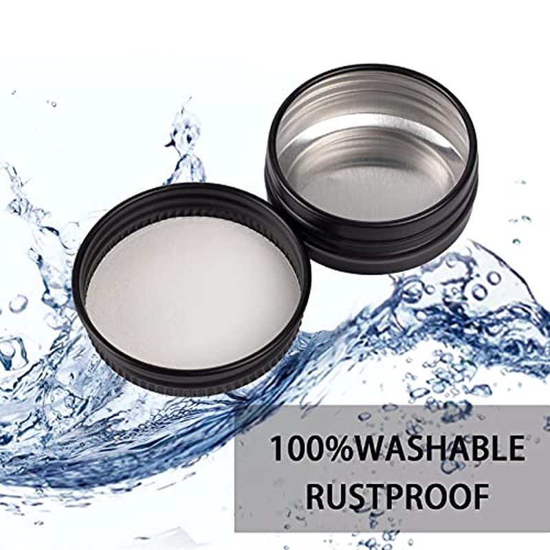 0.5 oz Screw Top Aluminum Tin Jar with Screw Lid and Blank Labels (Black - Pack of 32)