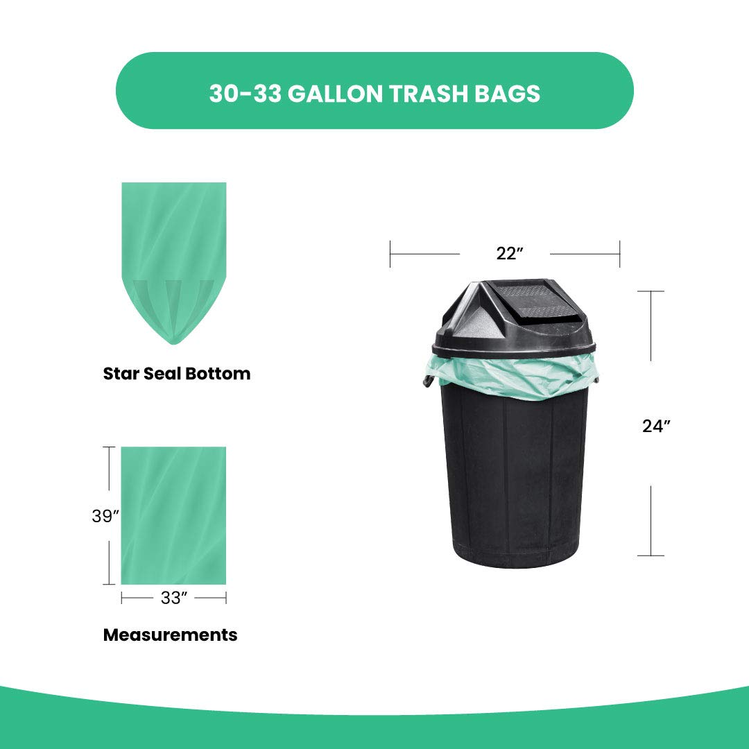 Reli. Compostable 33 Gallon Trash Bags | 80 Count Bulk | ASTM D6400 | Green | Eco-Friendly | For Compost
