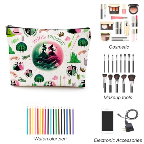 Witch Merch Makeup Bag Broadway Musical Cosmetic Bag Witch Gifts for Girls Women Elphaba And Glinda Fans Movie Lovers Witch Merchandise Unlikely Friendships