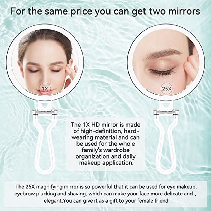 B Beauty Planet 30X Magnifying Mirror for Travel with Handle, Double-Sided 1X/30X Magnification Hand Mirror for Makeup