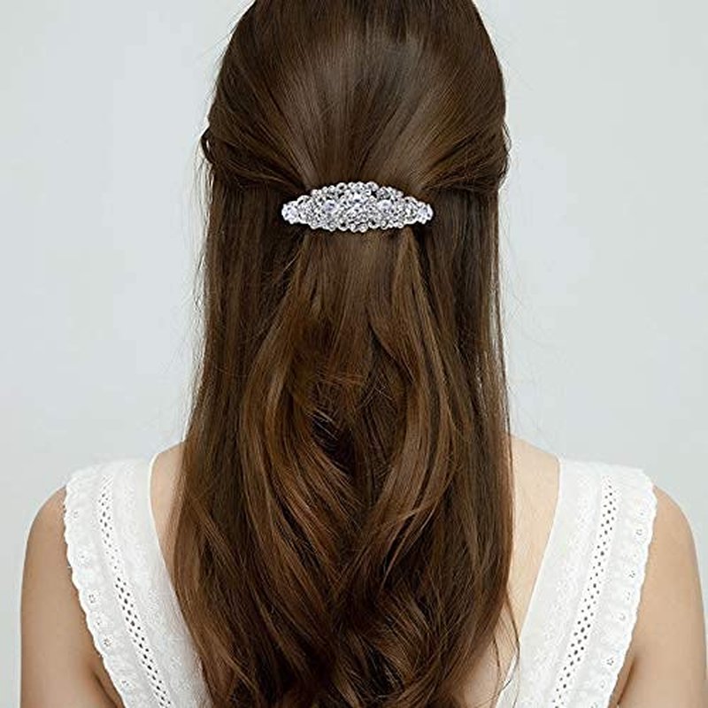 EVER FAITH Wedding Hair Accessory for Bride Austrian Crystal CZ Bridal Art Deco Flower Vine Hair Barrette Clip for Women