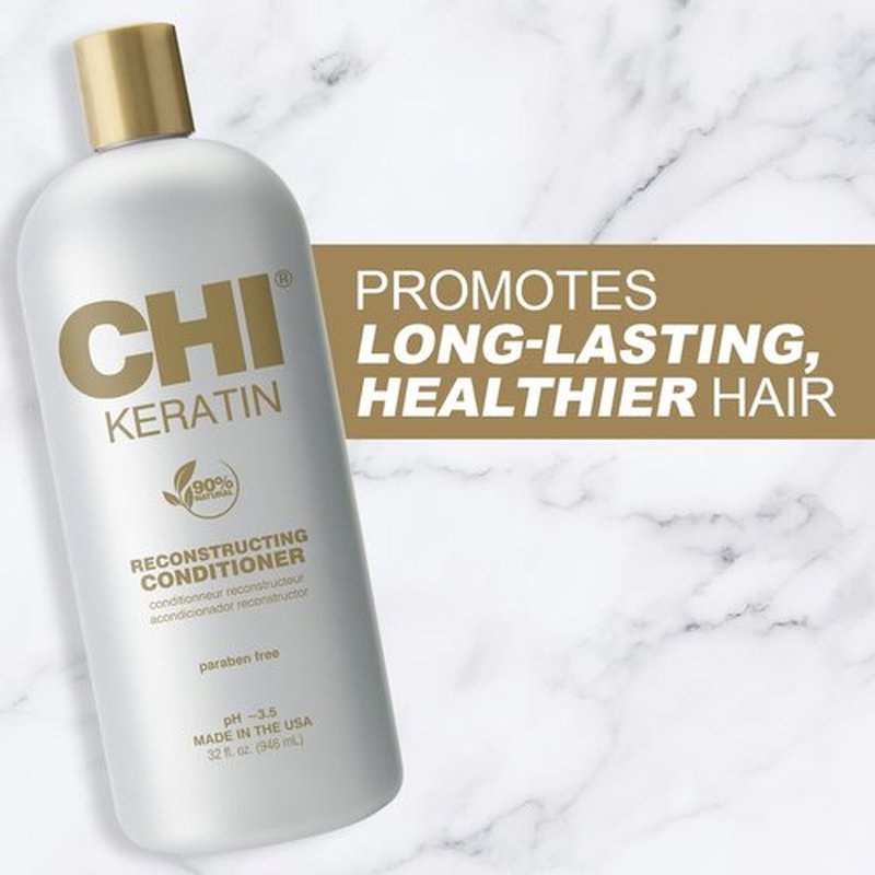 CHI Keratin Reconstructing Conditioner, Delivers Healthier Hair, Adds Shine & Helps Prevent Future Breakage, Sulfate, Paraben, & Cruelty-Free, 32 Oz