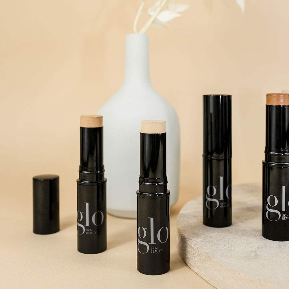 Glo Skin Beauty HD Mineral Foundation Stick - Concealer Makeup Infused with Hyaluronic Acid - Buildable Coverage, Contour & Highlighter (Buff 6W)