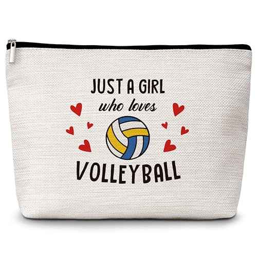 Volleyball Lover Players Cosmetic Bag, Just a Girl Who Loves Volleyball Travel Makeup Bag, Volleyball Gifts for Teen Girls, Inspirational Birthday Gifts for Women Friends Sisters -07