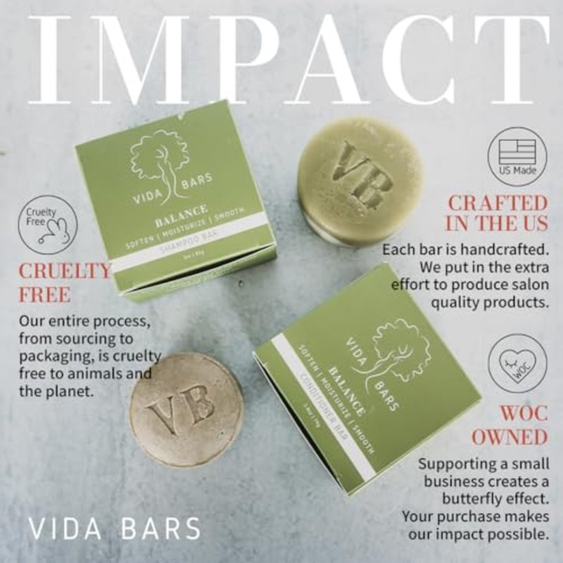 Vida Bars Balance Solid Conditioner Bar for Curly Hair | All Natural Moisturizing Bar Conditioner for Dry Hair & Oily Scalp | Vegan, Sulfate Free, Paraben Free, Handmade in the USA (Lemongrass Scent)