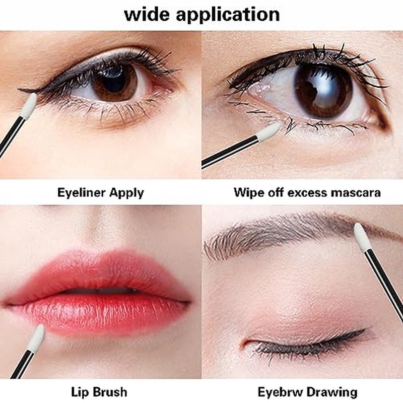 Lip Applicators Disposable 400 PCS - Black Disposable Lip Wands - Lip Brushes Disposable for Lipstick, Lip Gloss, Lip Balm - Disposable Makeup Applicator Kit