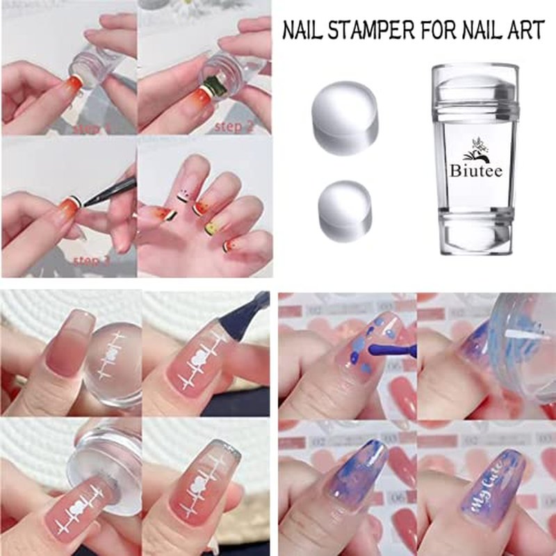 7 Colors Nail Stamping Polish Gel Nail Stamper Kit with 5pcs Nail Stamping Plates for Nails Art Stamp Beginners Kit
