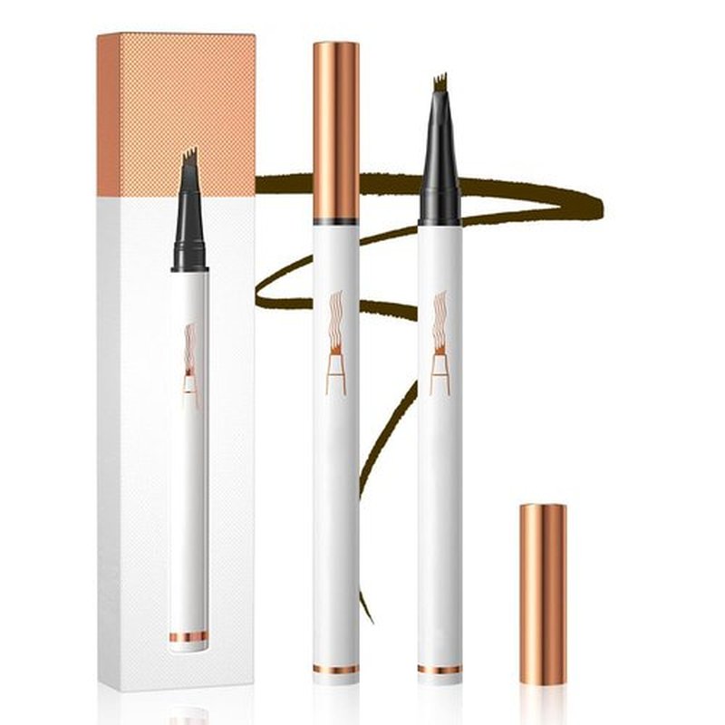 2024 Upgraded Microblading Eyebrow Pencil, 4 Tip Eye Brow Pen Magic Eyebrow Tattoo Pencil, 3D Microblading Eyebrow Pencil Eye Brow Pencils Contouring Pen for Women (Dark Brown)