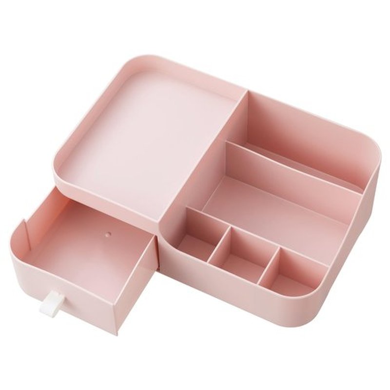 HBlife Plastic Makeup Organizer for Vanity with Drawer Large Skincare Organizers 8 Compartments Bathroom Organizer Cosmetic Storage, Pink