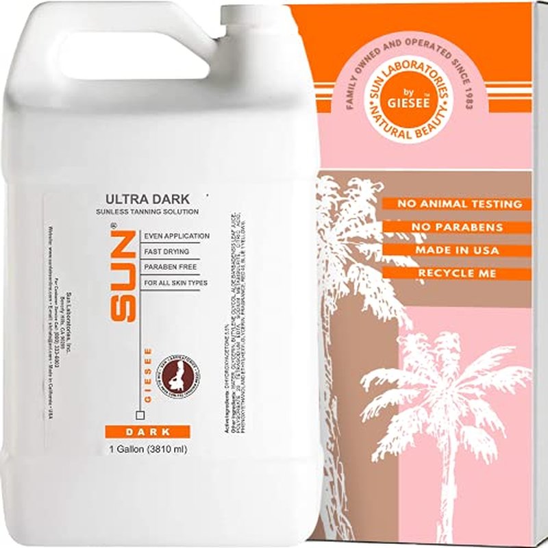 Sun Laboratories By Giesee Ultra Dark Spray Tan Solution 1 Gallon - Self Tanner Spray Bottle Kit with Tanning Lotion, Face Tanner, and Non-Toxic Tanning Lotion, Ideal for Sunless Tanning