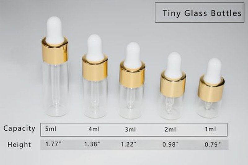 Hustar Small Dropper Bottle, 10pcs 1ml Mini Sample Dropper Bottles Mini Makeup Containers for Travel Liquids Tiny Glass