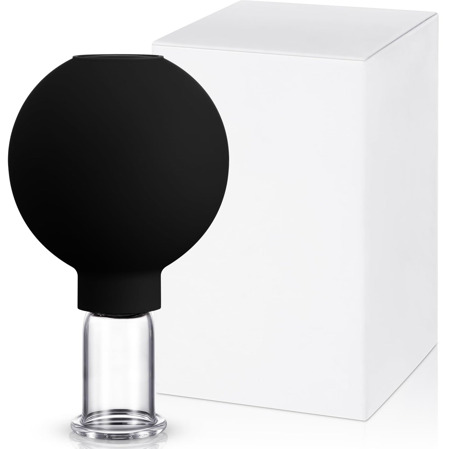 Nuanchu Facial Cupping Cup Glass Face Cup Silicone Cupping Massage Vacuum Suction Mug for Body Face Leg Arm Back Shoulder Muscle and Joint(Black,0.65 Inch Diameter)
