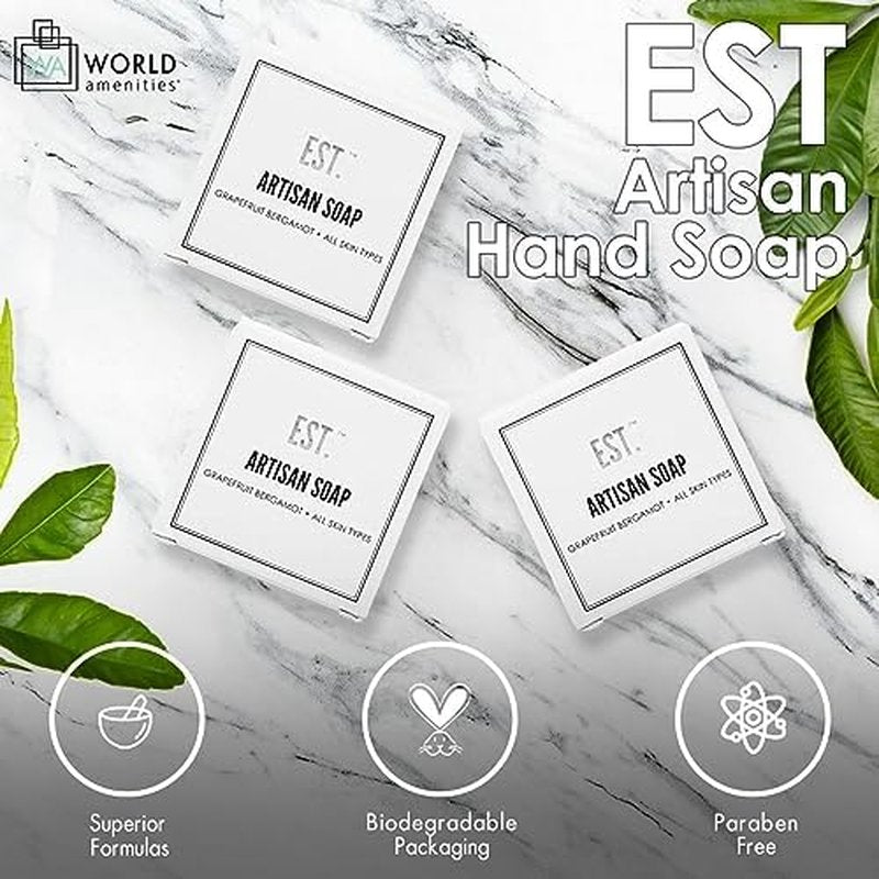 World Amenities EST. Artisan Hand Soap with Grapefruit-Bergamot fragrance, Travel Size Hotel Amenities - 1oz/30 grams (Pack of 48)