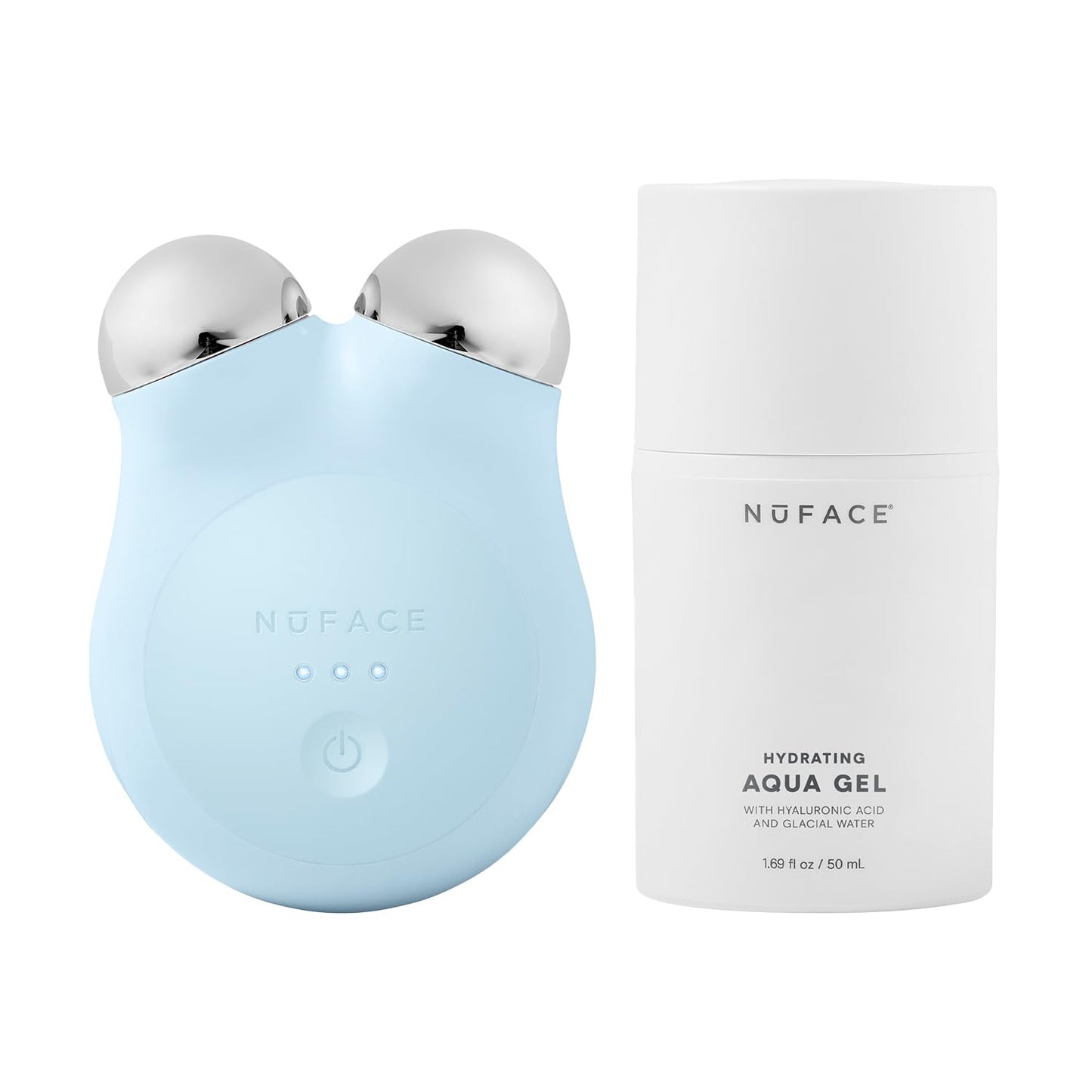 NuFACE MINI+ Microcurrent Facial Device Kit - FDA Cleared Face Sculpting Device to Contour, Lift & Tone + Microcurrent Gel Activator - NuBLUE