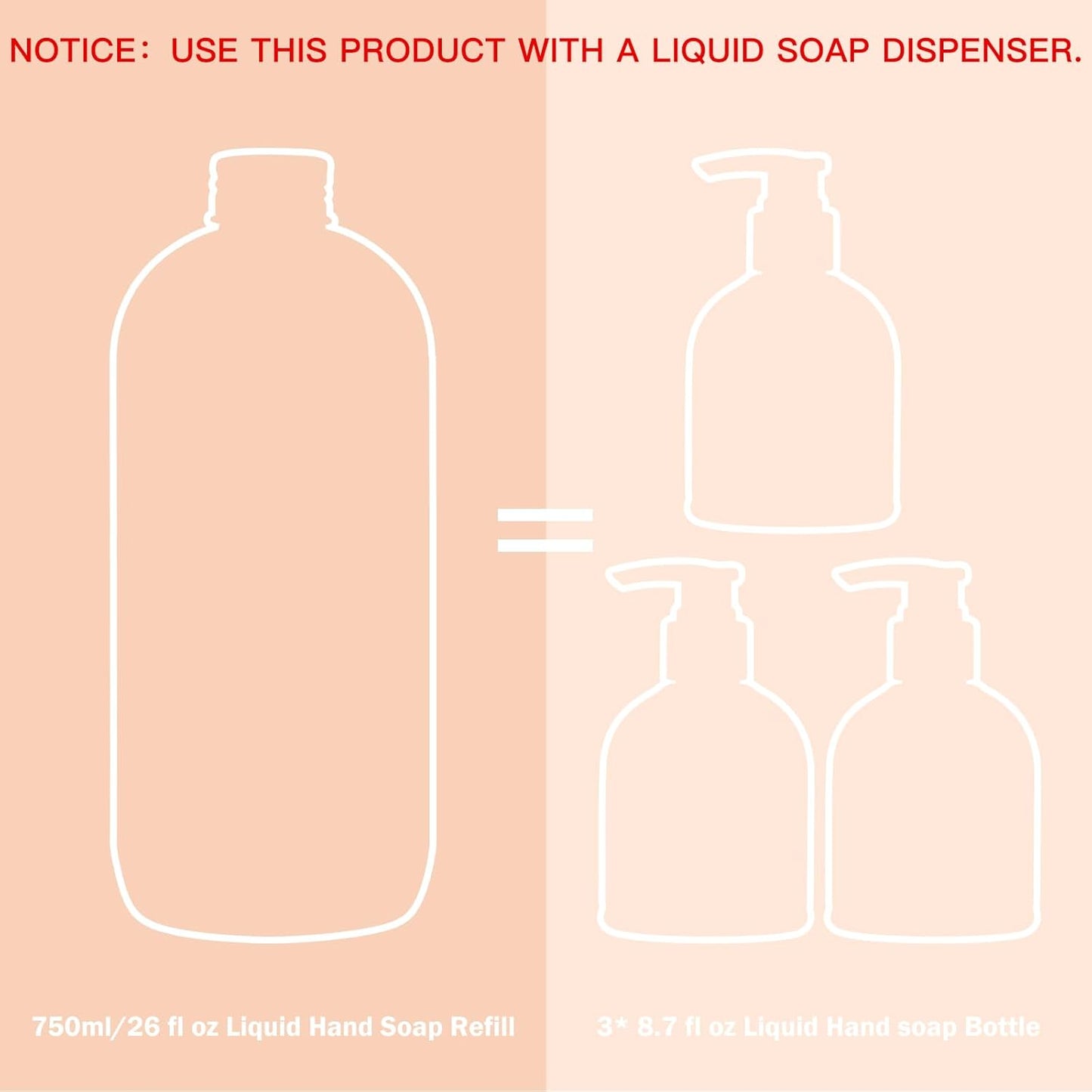Liquid Hand Soap Refill - Jasmine Scent, Gentle & Moisturizing Formula | 750 ML / 26 FLOZ