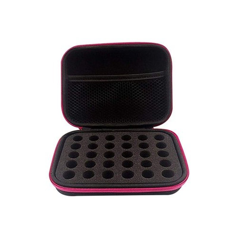DHXYZZB myonly Essential Oils Carrying Case Holds 30 Grids for 1-3ML Roller Bottles Storage Organizer Bag Hard Shell for Home, Travel, and Presentations(Rose red)