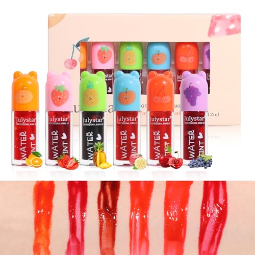 EnMart 6 Pcs Lip Tint Stain Set, Plumping Lip Gloss, Liquid Lipstick Waterproof, Lip Glaze, Hydrating Lip Glow Oil, Easy To Color, 2-in-1 Lip Blush Makeup Lipgloss Lip Makeup for Women Girls Cosmetic