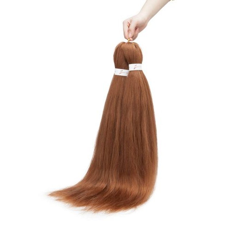 Easy Braid Pre Stretched Braiding Hair Extensions Professional Itch Free Hot Water Setting Braiding Crochet Hair Soft Yaki Texture Braids Hair Synthetic Fiber 26In（2 Bundles,Light Auburn)