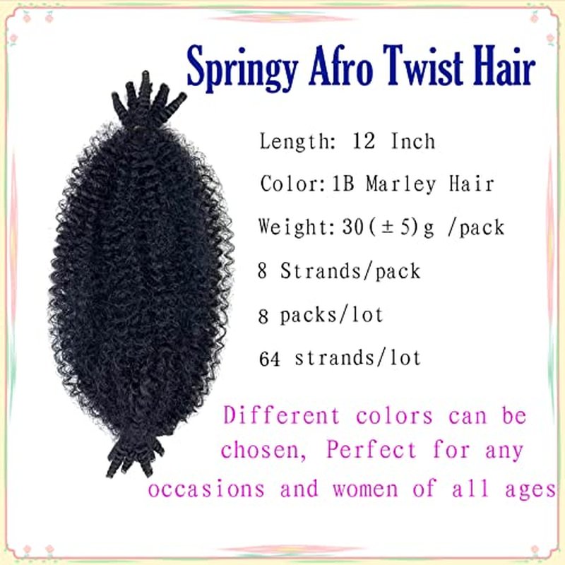 Marley Twist Braiding Hair 16 Inch Springy Afro Twist Hair Dark Green Kinky Twist Hair for Braiding Spring Twist Hair for Soft Butterfly Locs Crochet Hair Marley Braiding Hair for Women