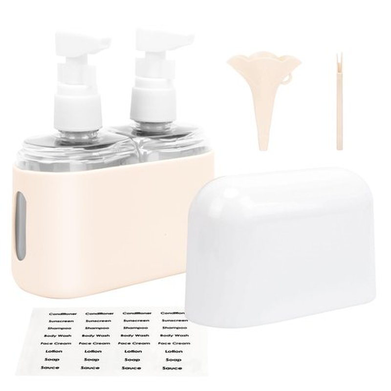 Skycase Travel Bottles, Travel Size Toiletries - Leak Proof Refillable Tsa Approved Travel Bottles, 2 in 1 Travel Containers with Labels and Funnel Airplane Accessories Kits for Lotion Liquid - White