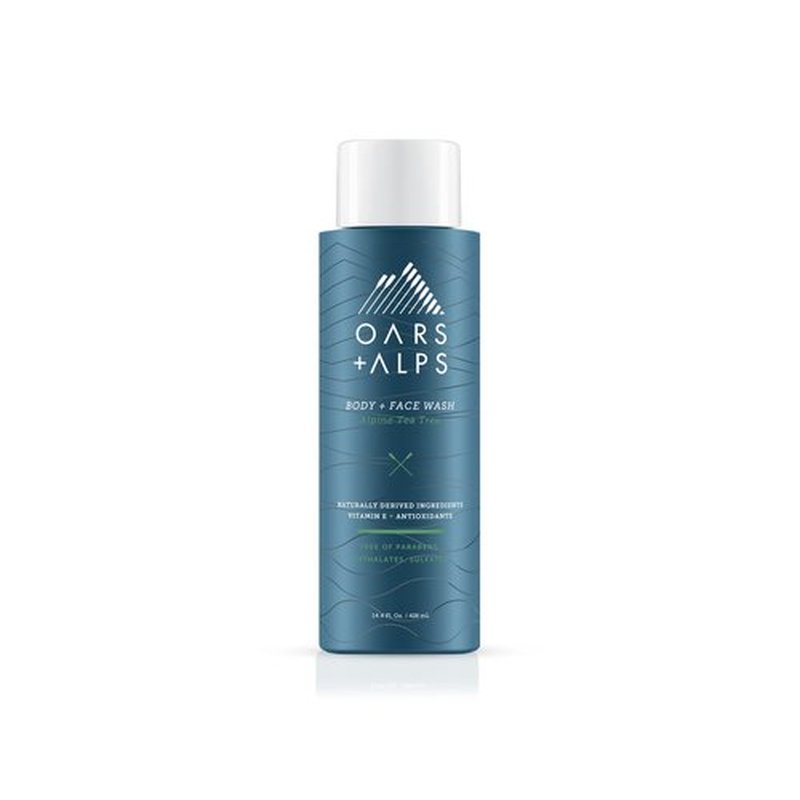 Oars + Alps Men's Moisturizing Body and Face Wash, Skin Care Infused with Vitamin E and Antioxidants, Sulfate Free, Alpine Tea Tree, 1 Pack