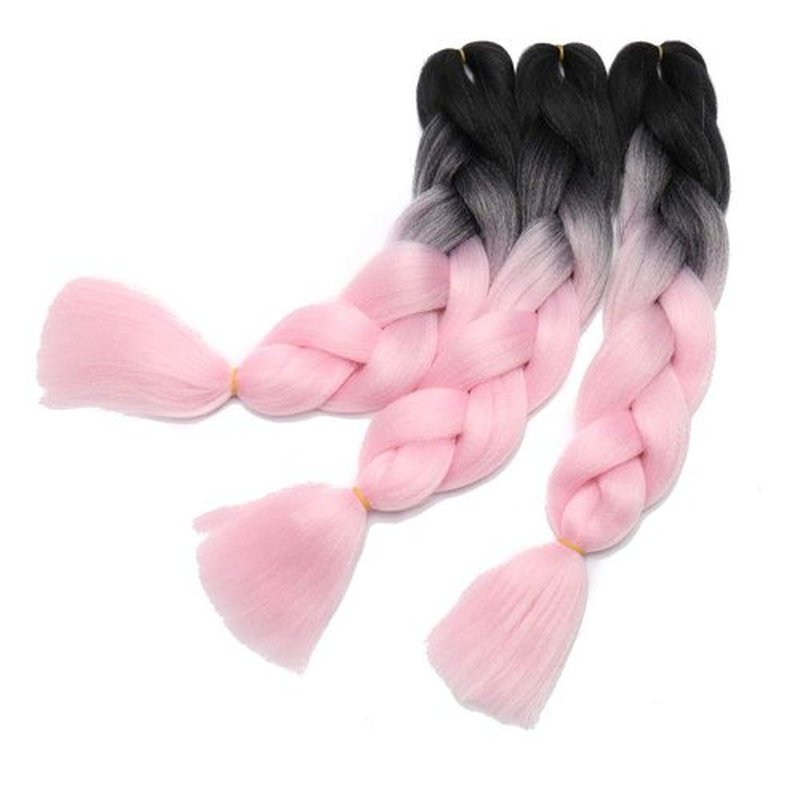 Hairro 24 Inch Jumbo Braids Hair Extensions Ombre Synthetic Hair African Rainbow Box Braiding Hairpieces High Temperature Fiber for Senegal Twist 100g/pack 2 Tones Black/Light Pink