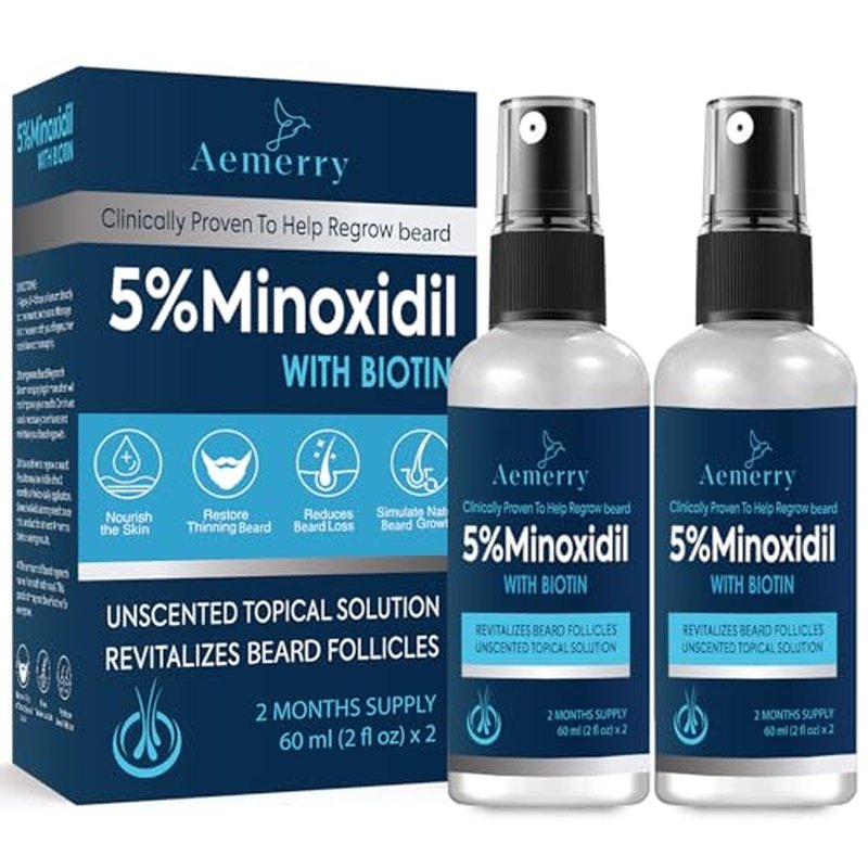 Minoxidil Beard Growth Oil, 5% Minoxidil Hair Growth Kit, 5% Minoxidil for Men Beard Growth Spray Infused with Bitoin, Extra Strength Beard Growth Serum to Increase Thickness and Volume Faster