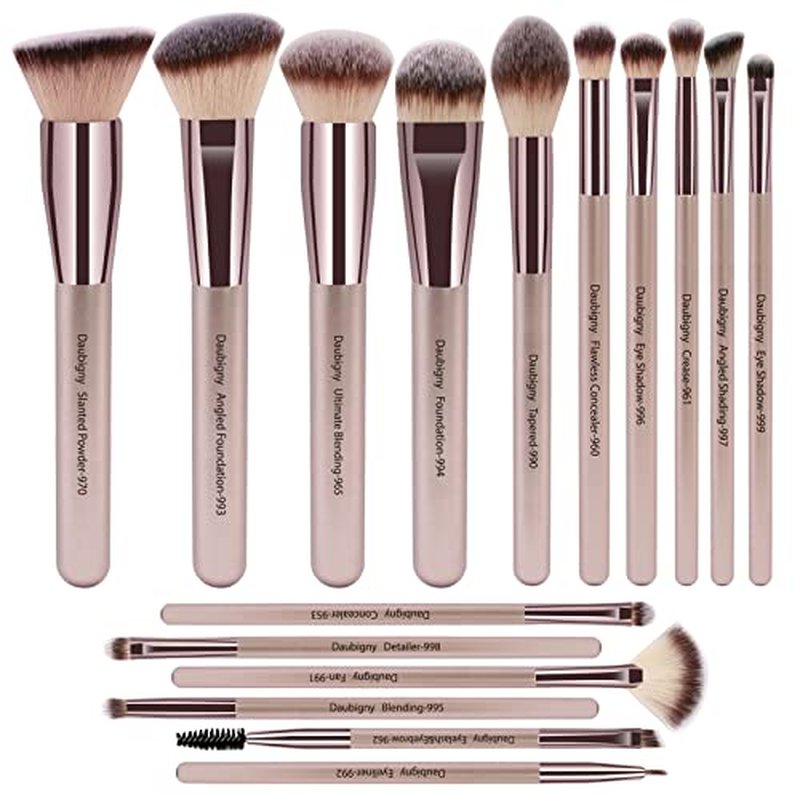 Makeup Brushes, Daubigny 16Pcs Premium Synthetic Makeup Brush Set with Professional Foundation Brushes Powder Concealers Eye shadows Blush Makeup Brush for Perfect Makeup (Black)