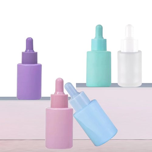 AGENIZ 4 Pack 1oz Glass Dropper Bottle,Clear Frosted Glass Dropper Bottles with 2 Funnels & 2 Lotion Pumps,30 ml Eye Dropper Bottles For Essential Oils,Serums,Lotion,Tincture Bottles (F-Clear frosted)