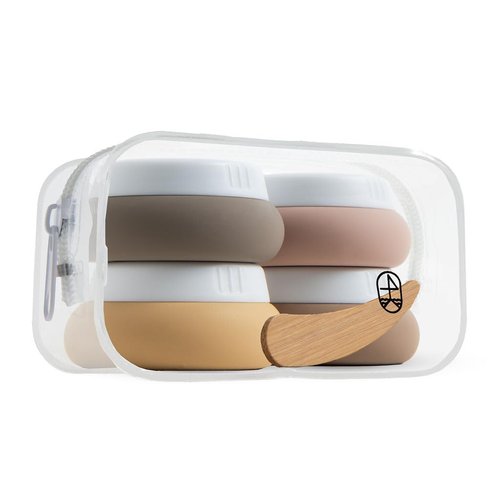 Travel Containers for Toiletries - Small Travel Containers for Creams - 4 Pack of 20mL TSA Approved Travel Bottles with Clear Bag, Leak-Proof Silicone Travel Jars for Toiletries (Apricot)