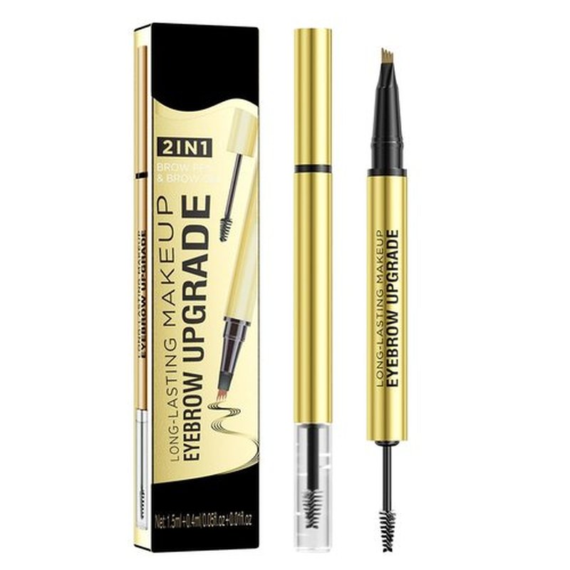 2 PCS Microblading Eyebrow Pencil, 2024 New 2 in 1 Magic Eyebrow Tattoo Pencil 4 Micro-Fork Tip, Long-lasting Waterproof Fine Stroke Magic Eyebrow Pencil for Natural Makeup (Black Brown)