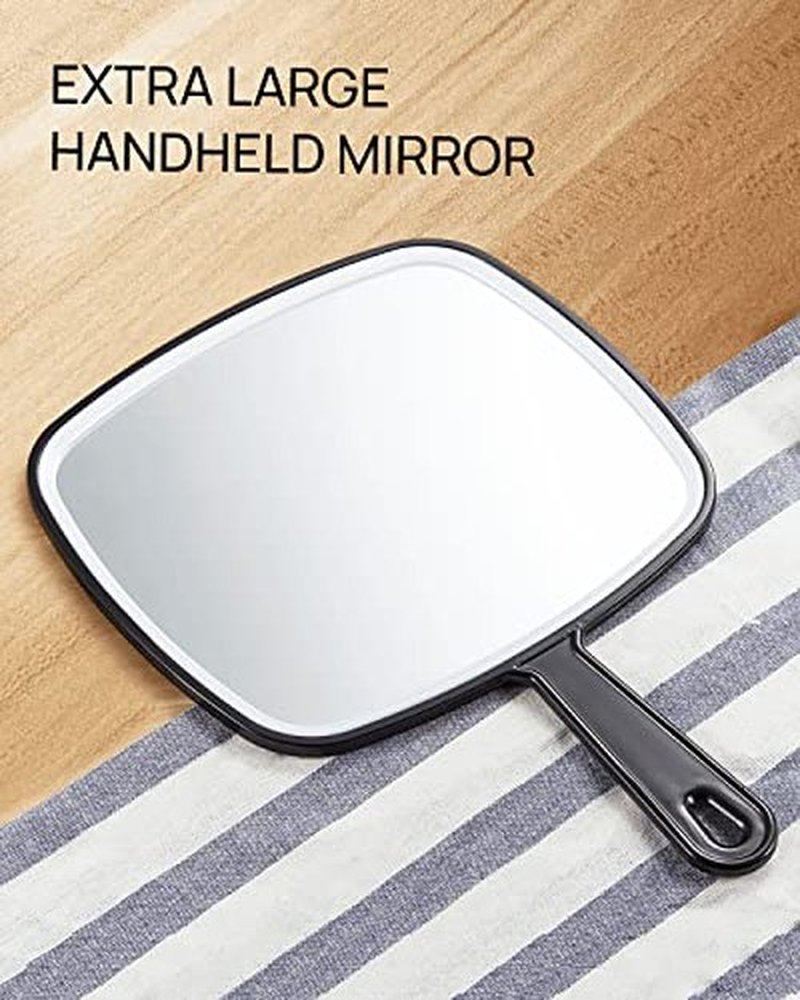 OMIRO Hand Mirror, Extra Large Black Handheld Mirror with Handle,12.4" L x 9" W, Pack of 3