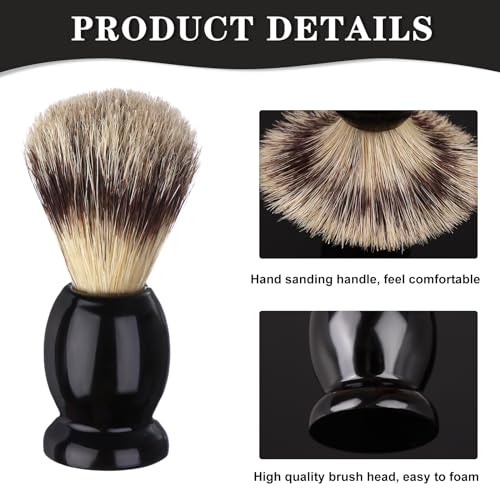 7Pcs Men Shaving Brushes Wood Handle, Professional Salon Tools Hand Crafted Shaving Brush Wood Handle Shave Brushes Handmade Pure Badger Hair Brush for Men Beard
