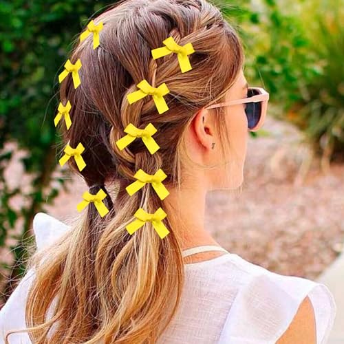 Mini Hair Bows 12Pcs, Satin Ribbon Hair Bows with Metal Clips, Hair Barrettes Clips for Baby Girls Infants and Toddlers