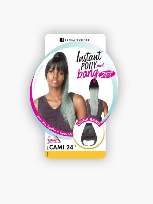 Sensationnel Synthetic Hair DrawString Ponytail Instant Pony And Bang Cami 24" (T1B/BG)
