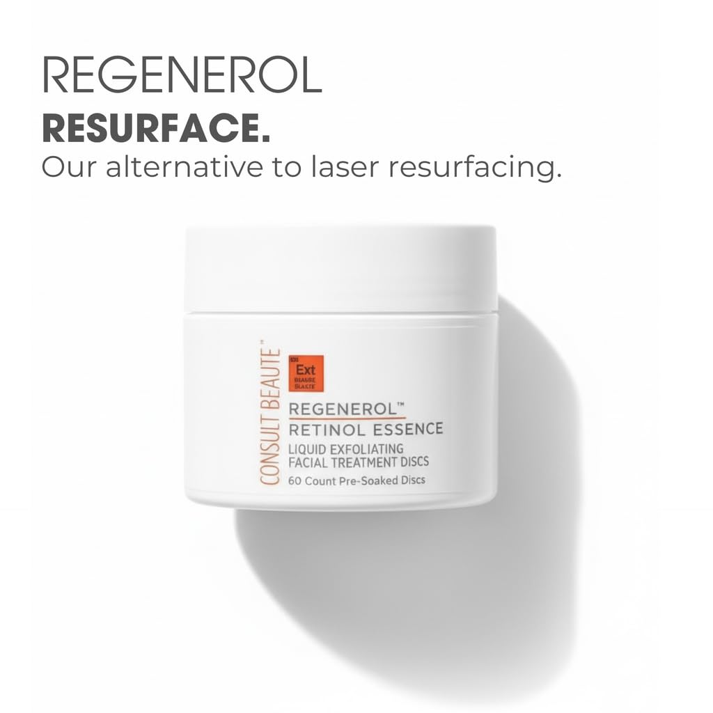 Consult Beaute - Regenerol - Retinol Exfoliating Facial Treatment Discs - Micro Exfoliation for Face - Smoother Skin - 60 Disposable Wipes