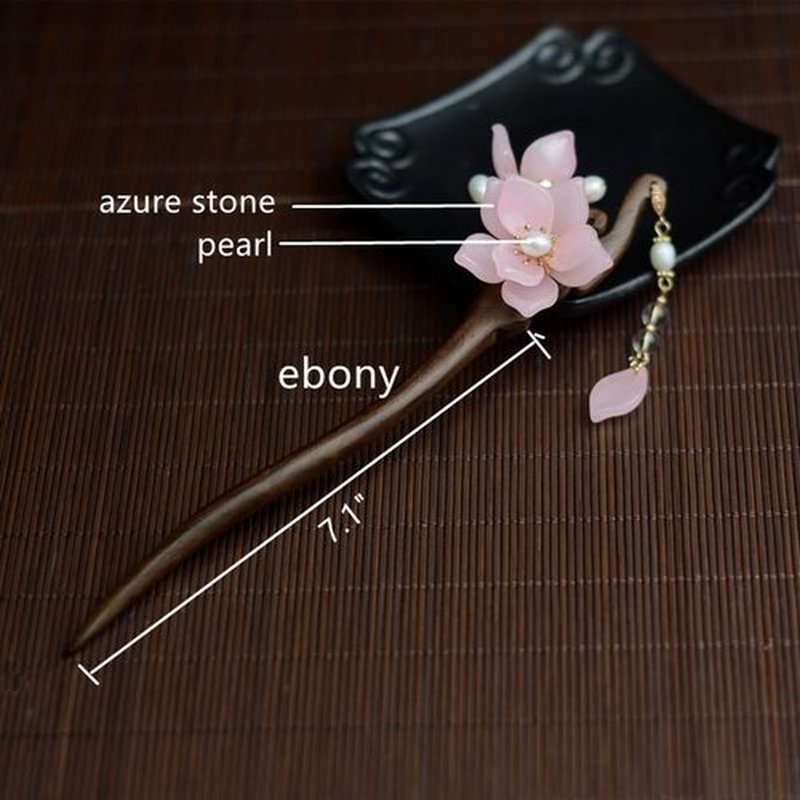 Yuri Hairpin Hair Clasp Sticks Picks Pearl Shell White Crystal Long tassels Hair Accessories For Long Hair Women Wedding Hanfu Cheongsam (pink)