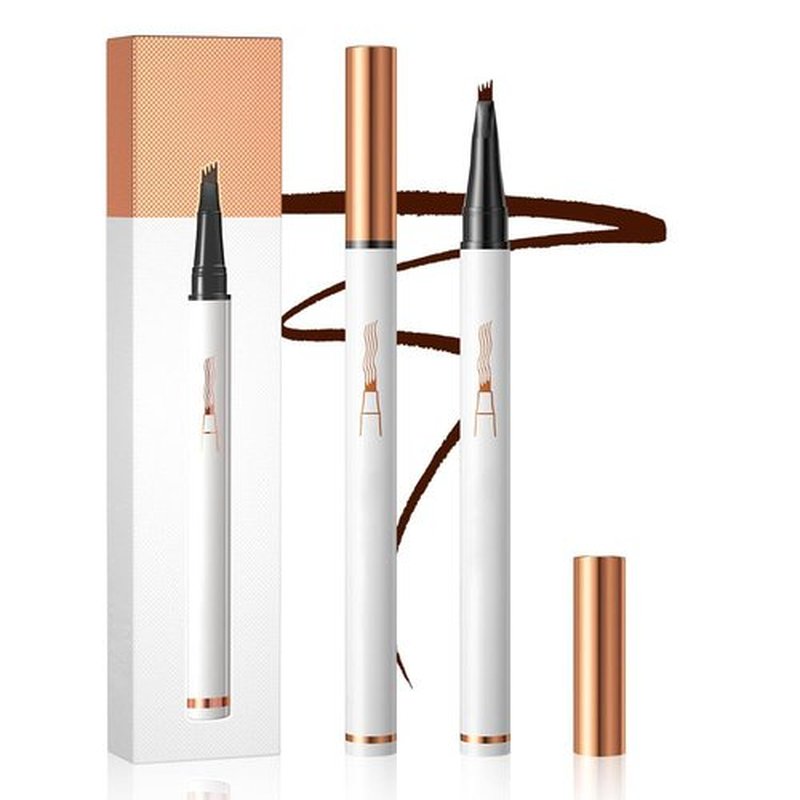 2024 Upgraded Microblading Eyebrow Pencil, 4 Tip Eye Brow Pen Magic Eyebrow Tattoo Pencil, 3D Microblading Eyebrow Pencil Eye Brow Pencils Contouring Pen for Women (Light Brown)