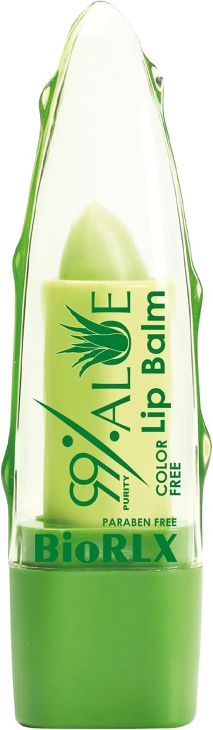 BioRLX 99% Purity Aloe Vera Color-Free Lip Balm - Natural Moisturizing Unisex Lip Care for Hydrated and Radiant Lips (Aloe - Color Free, 0.12 Ounce (Pack of 1))