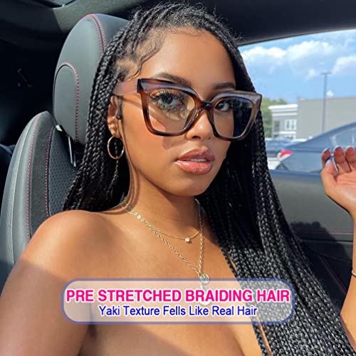 8 Pack Pre Stretched Braiding Hair - 16" 55G/Pack Premium Braiding Hair Pre Stretched Extensions, Professional Itch Free Hot Water Setting Perm Yaki Texture Prestretched Braiding Hair (#1B)