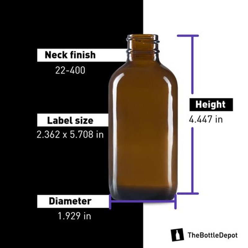 The Bottle Depot - 2 Pack - 4 oz Glass Bottle with Dropper - Clear Amber - 22-400 Neck Finish - Boston Round Bottles - Leakproof Essential Oils Bottles