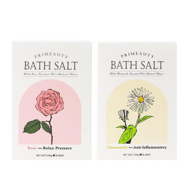 Primeauty 2PCS Ancient Minerals Organic Bath Salts for Women for Men Relaxing Magnesium Soak Dead Sea Salts for Soaking-Rose & Chamomile