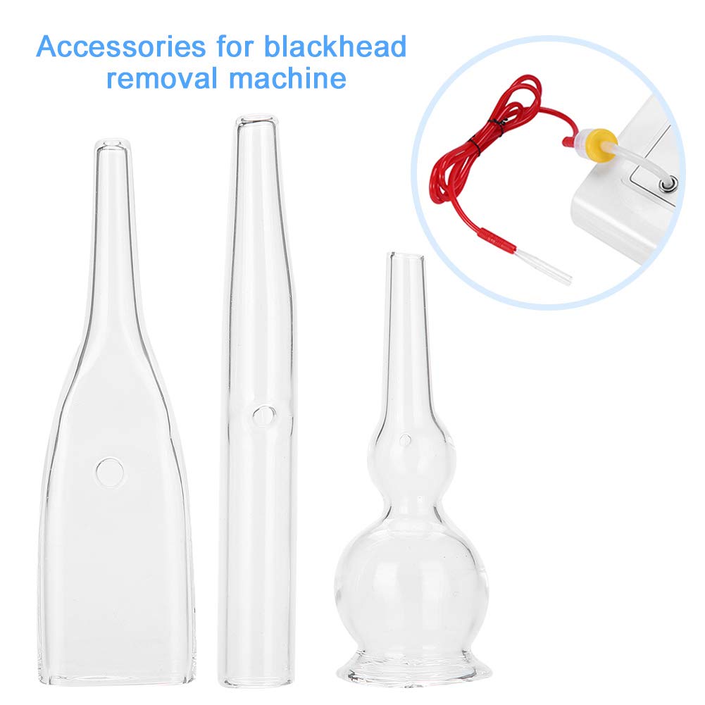 Nikou Vacuum Glass Tube, 3 Pcs Glass Pipes for Vacuum Face Cleanser Blackhead Removal Machine Accessories Deep Pore Cleaning Tools, Compatible with Most Suction Beauty Devices
