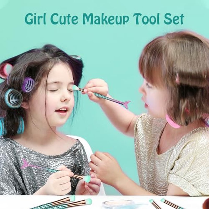SQULIGT Makeup Brushes for Girls, 10 Pcs Princess Makeup Brushes Set Foundation Eyebrow Eyeliner Blush Cosmetic Concealer Brushes Women Teen Girl Stuff Kids Cute Make Up Tool Set