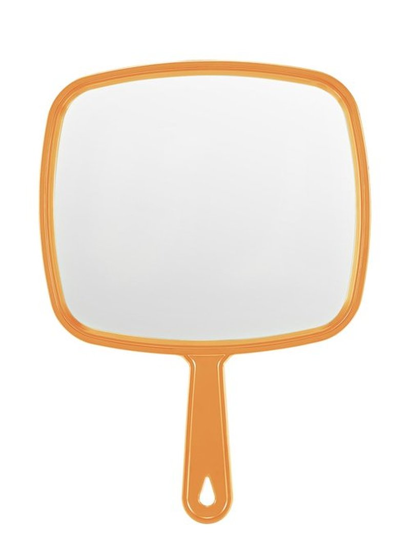 BEFUI Extra Large Handheld Mirror，Hand Salon Mirror with Handle for Barbers, Hairdressing (Orange，12.4" Lx 9" W)