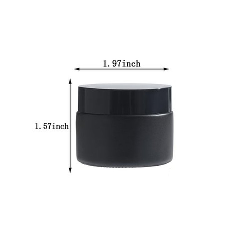 OverNews 1oz Small Glass Jar, Empty Cosmetic Lotion Containers,with Inner Liners,Black Lid, Spatula (Black)