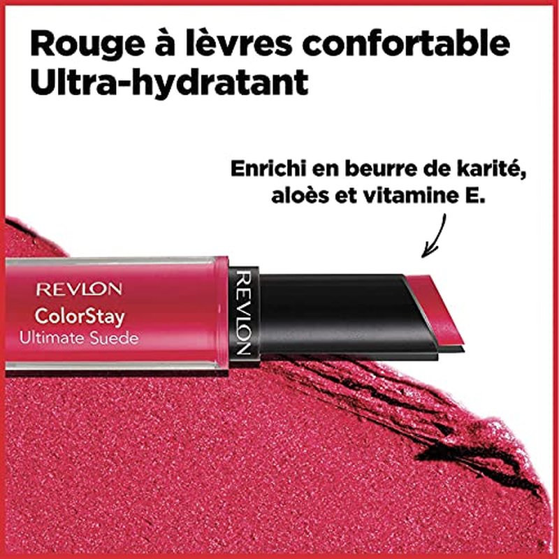 REVLON Lipstick, ColorStay Ultimate Suede Lipstick, High Impact Lip color with Moisturizing Creamy Formula, Infused with Vitamin E, 075 Cruise Collection, 0.09 Oz