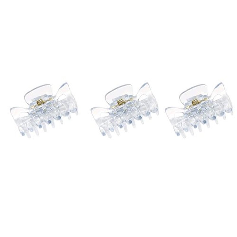 Parcelona French Classic Very Small 1 1/2" Claw Clips with Tight Spring Set of 3 Girls Hair Jaw Claw Clips Durable Styling Women Hair Accessories, Made in France (Crystal Clear)